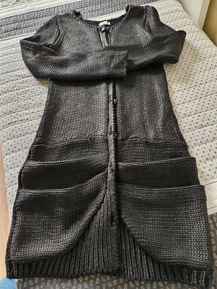 Manteau chic laine effet cuir