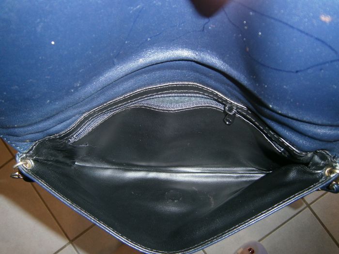 Sac à mains en cuir bleu marine - photo numéro 9