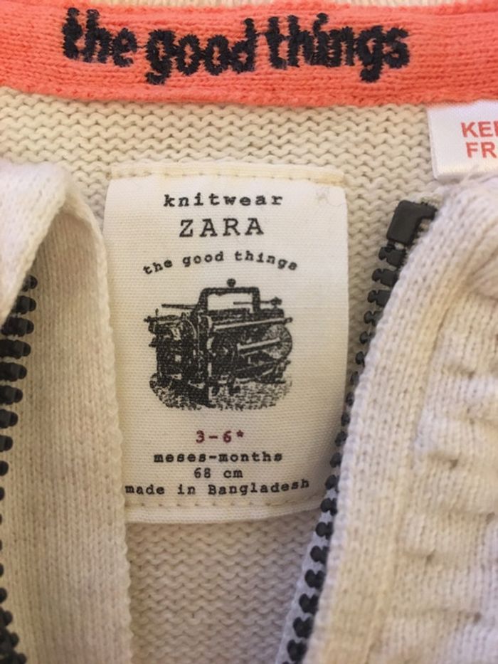 Gilet Zippé Zara 3-6 mois - photo numéro 2