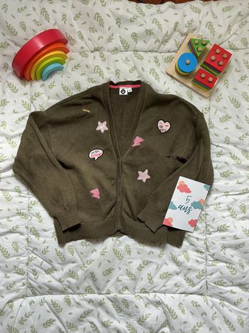 gilet kaki avec patch rose 5 ans grain de blé