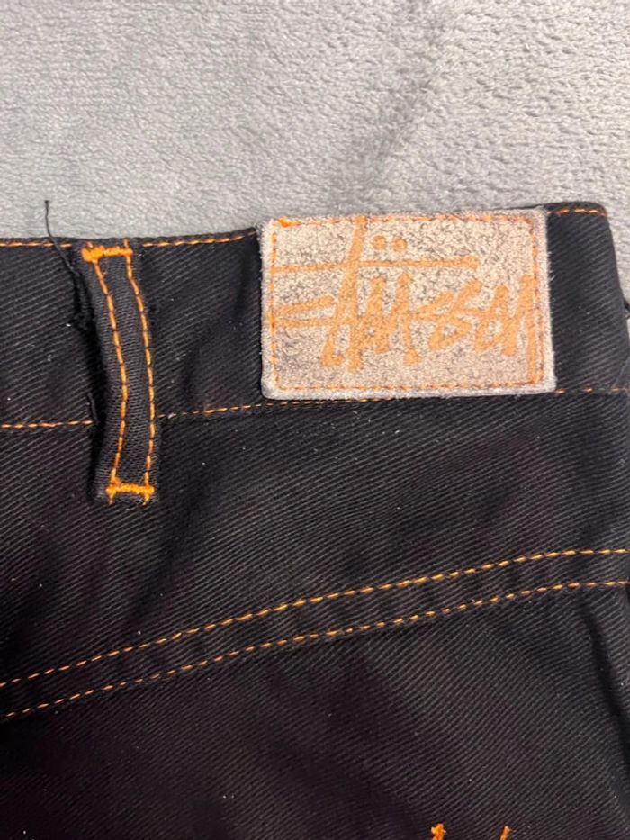 Short/Jort Stussy Black Embroidered Orange Big Logo Back – Taille M - photo numéro 4