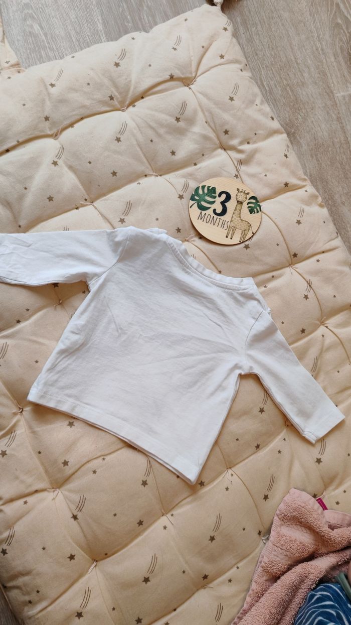 T-shirt manches longues 3 mois blanc - photo numéro 2