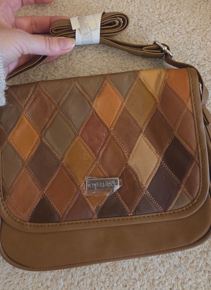 Sac bandoulière Ted Lapidus vintage patchwork cuir véritable – Neuf – Pièce rare - photo numéro 5