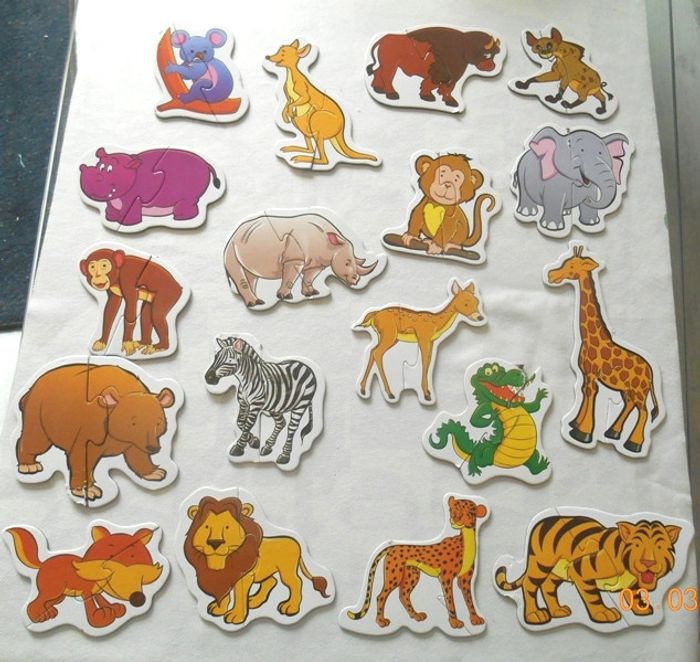 Puzzles 2 pieces x18 animaux