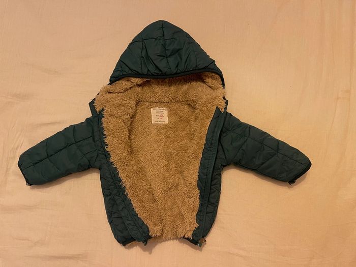 Manteau fourré vert 9-12 mois 80cm - photo numéro 9