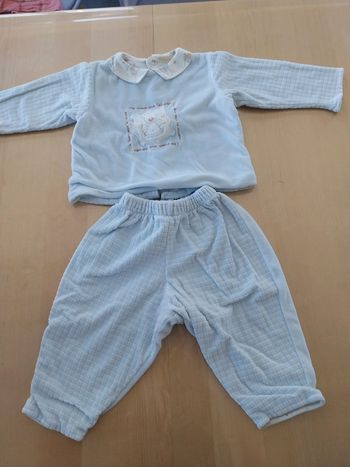 Ensemble doux et chaud bébé pantalon et pull 9 mois bleu