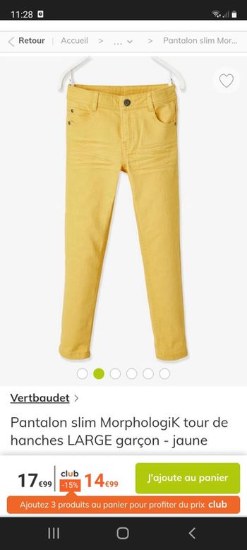 Jeans slim taille ajustable spéciale hanche large taille 12 ans neuf