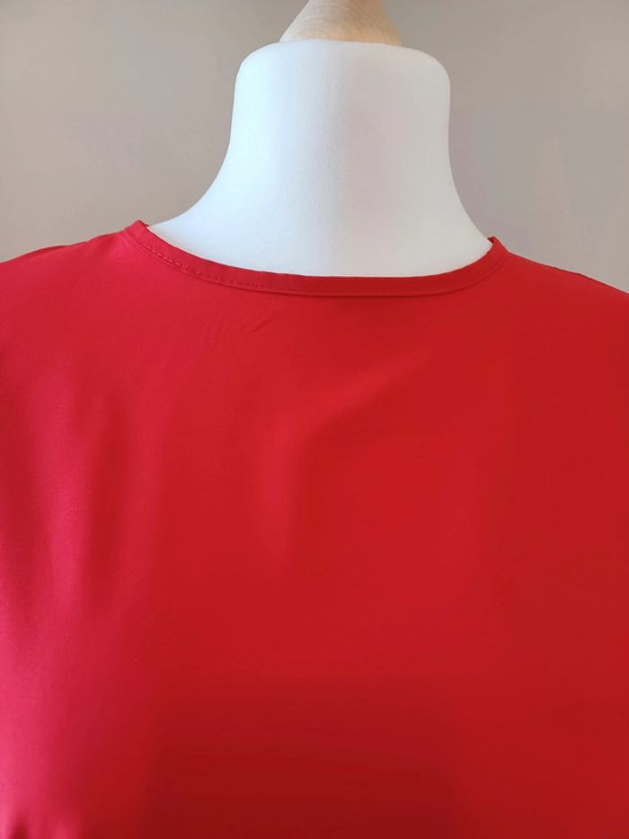 Blouse rouge péplum avec dentelle Viola Moda taille L 40 - photo numéro 3