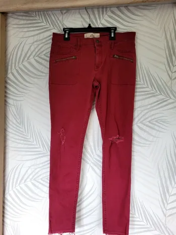 Pantalon hollister femme taille W28 , 38 bordeaux