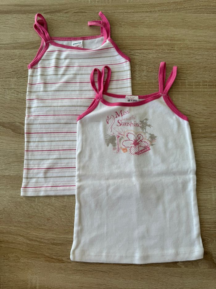 2 tops a bretelles blanc et rose 6 ans fille Absorba - photo numéro 1