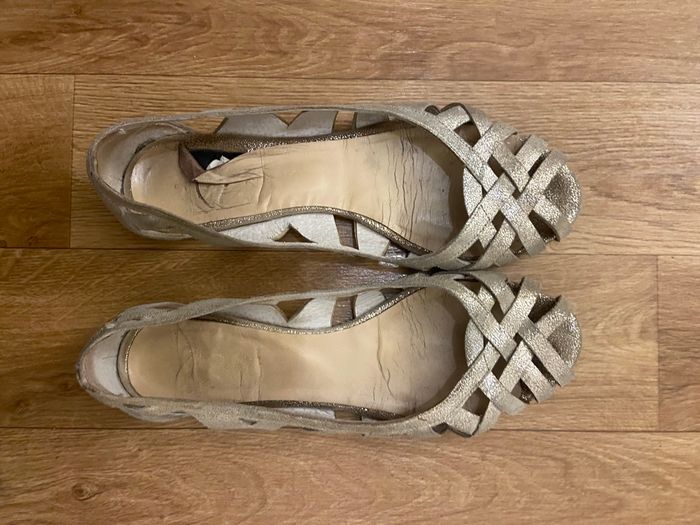 Ballerines ajourées platine cuir 38 - photo numéro 9