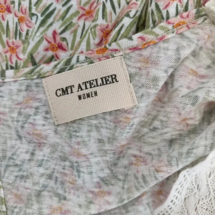 Robe courte CMT atelier beige fleurie - Taille 38 - État neuf - A137 - photo numéro 7