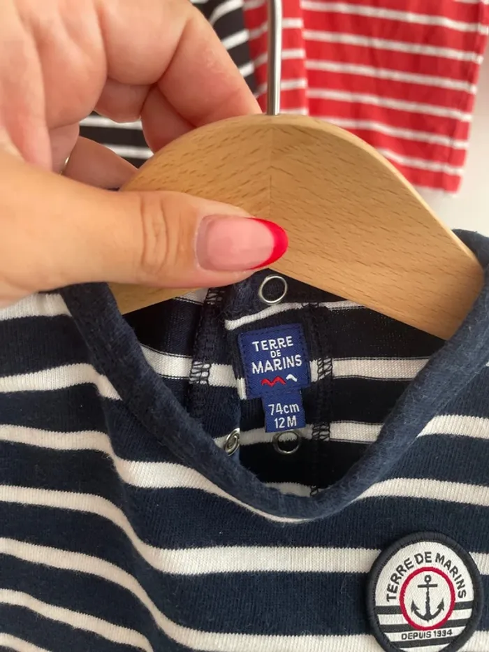 3 t shirts manches longues terre de marins 12 mois - photo numéro 5