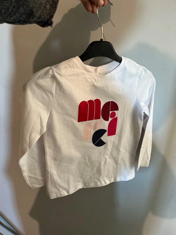 6 ans - neuf étiqueté tee shirt manches longues merci de chez Jacadi - photo numéro 3
