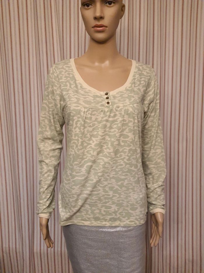 Jolie T-shirt femme vert/beige Carrera taille S - photo numéro 2