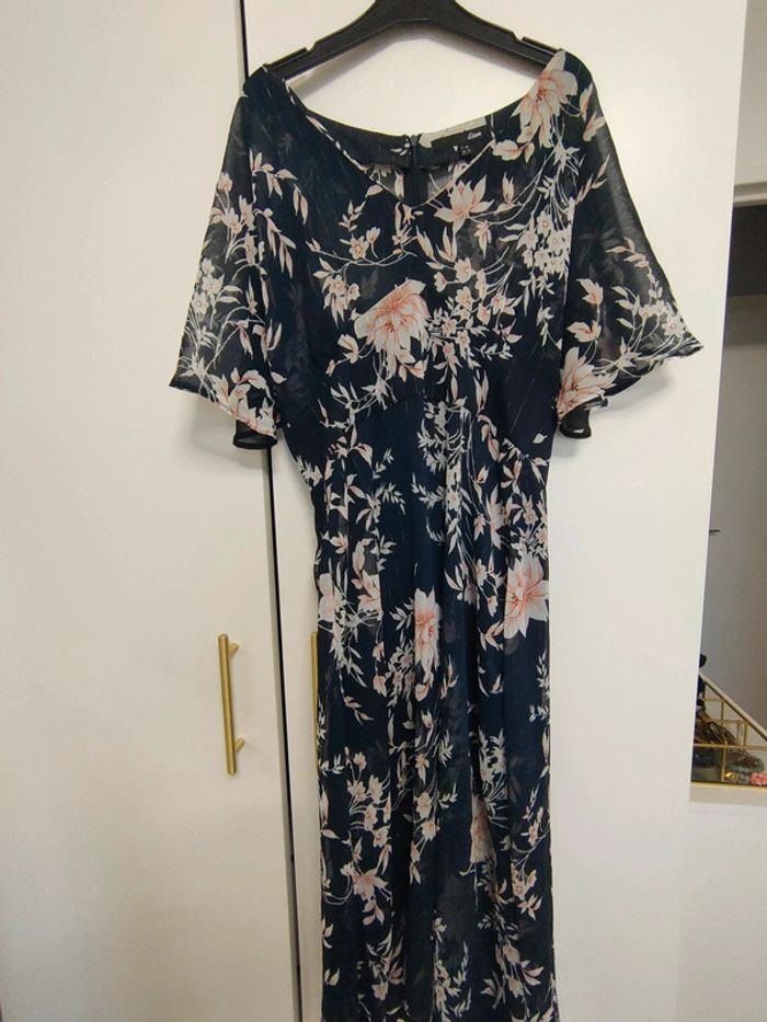 Robe habillée bleu et fleurie