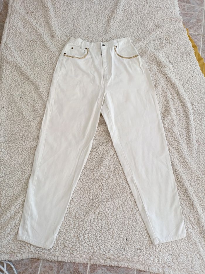NEUF Jean blanc Melbourne Classix avec broderies dorées – taille 12 vintage brodes