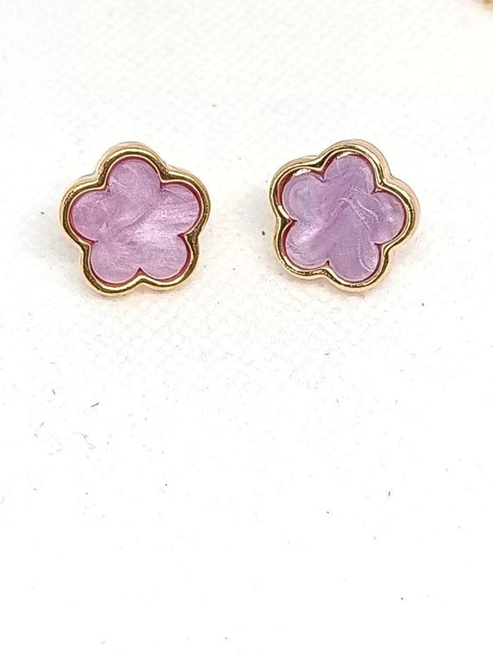 Lot collier + boucles d'oreilles trefle 5 feuilles - photo numéro 2