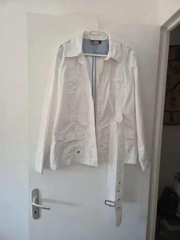 Veste mi saison femme blanche 100% cotonTBE taille 46 Kwoman