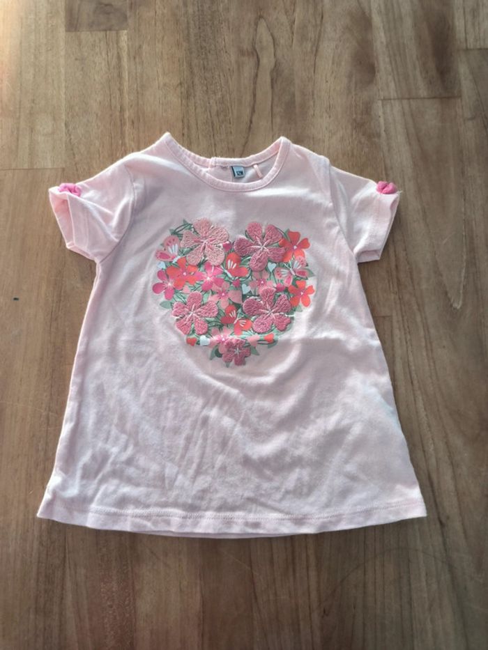 T-shirt rose manches courtes 12mois