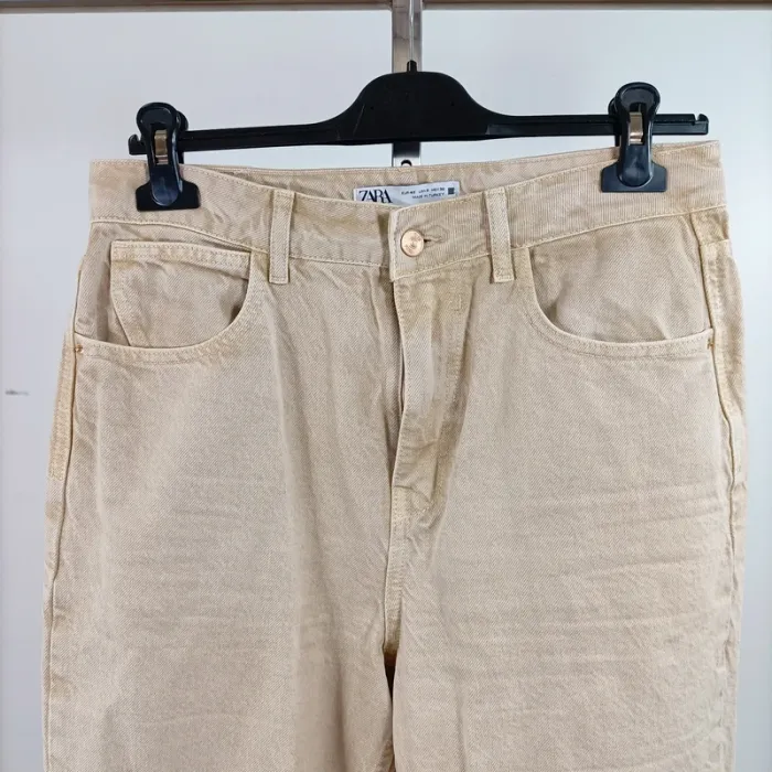 Pantalon coupe mom beige en velours côtelé Zara taille 40 100% coton A1489 - photo numéro 2