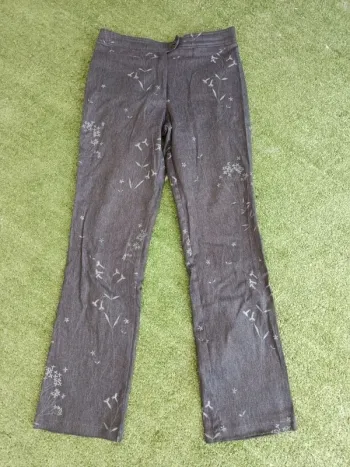 Pantalon motifs floral gris anthracite Camaïeu vintage taille 38