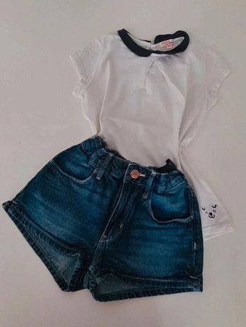 Short en jeans et T.shirt col claudine 8/9A