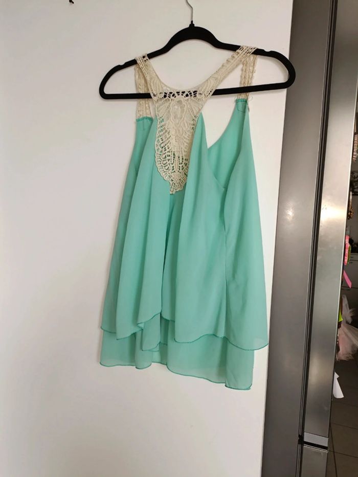 Top débardeur légère menthe - Dos dentelle - Taille unique - photo numéro 2