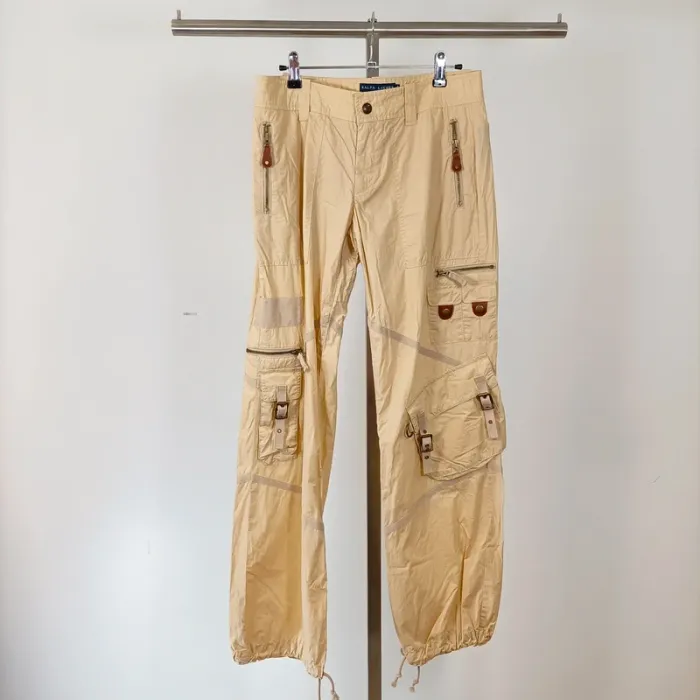 Pantalon cargo beige Ralph Lauren 100% coton - Taille 6 - Style utilitaire avec poches A593