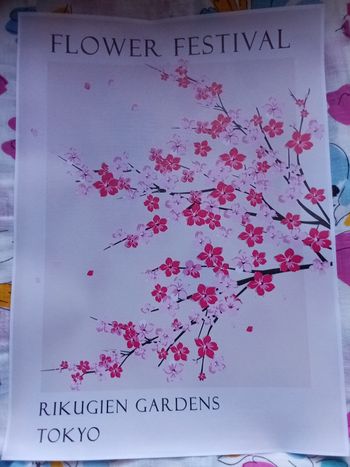 AFFICHE POSTER TOILE A3 JAPON FLOWER FESTIVAL FLEURS DE CERISIER SAKURA