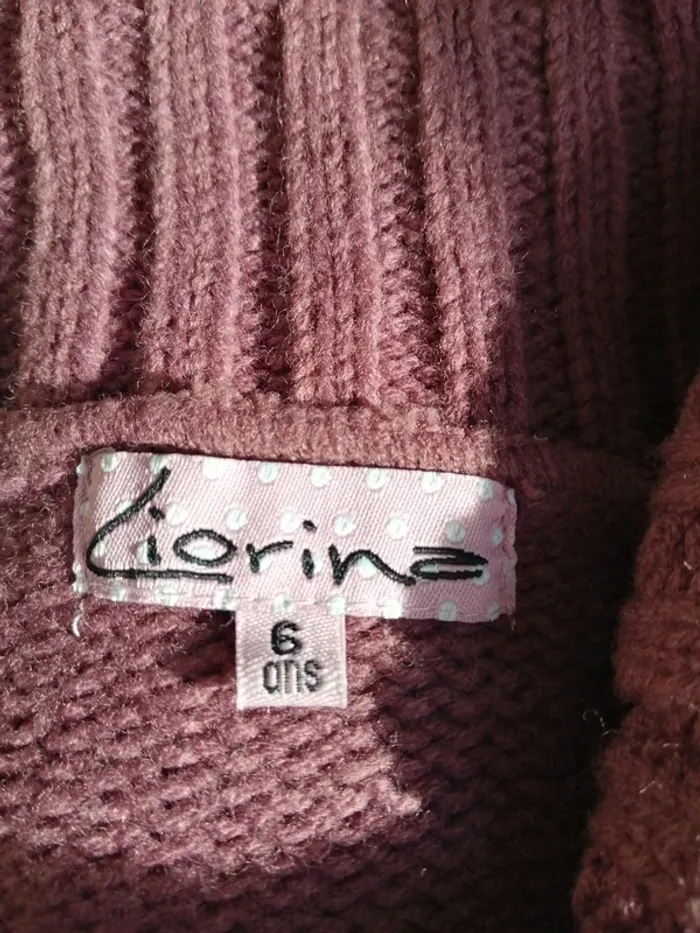 Gilet Boléro marron prune avec bouton et détails côtelés / liorina / (6ans) - photo numéro 8