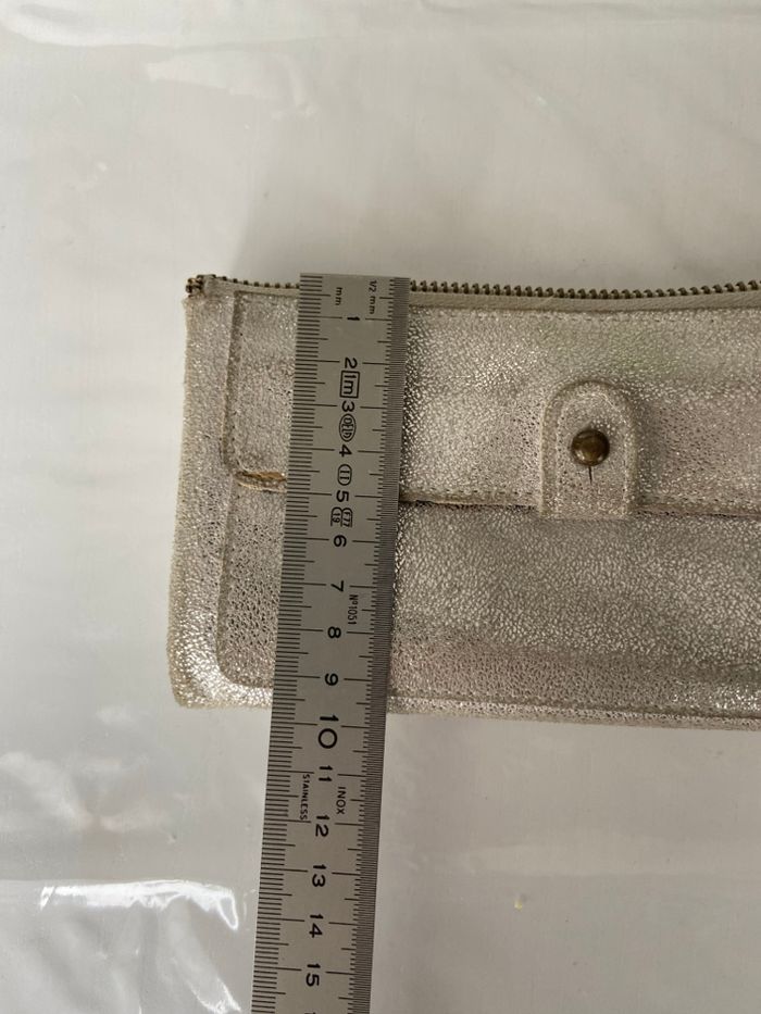 Portefeuille / Pochette Lollipops Atelier - Cuir Irisé Champagne / Argent - photo numéro 9