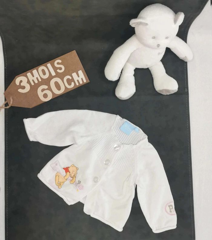 Gilet 👣 blanc,  Disney Winnie, 3mois/60cm