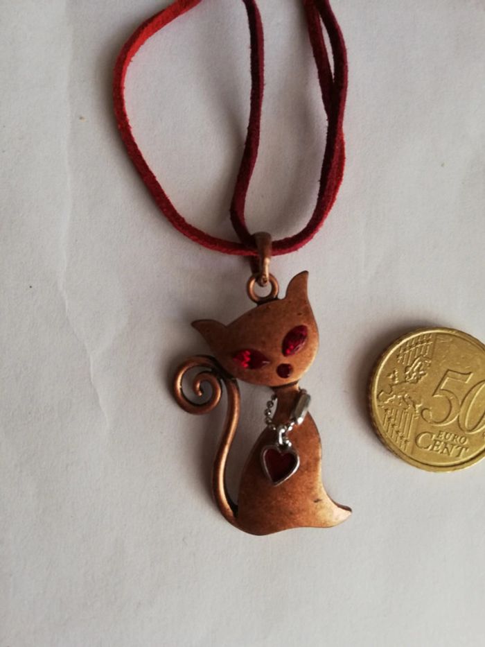 Sublime collier vintage kawaii chat - photo numéro 3