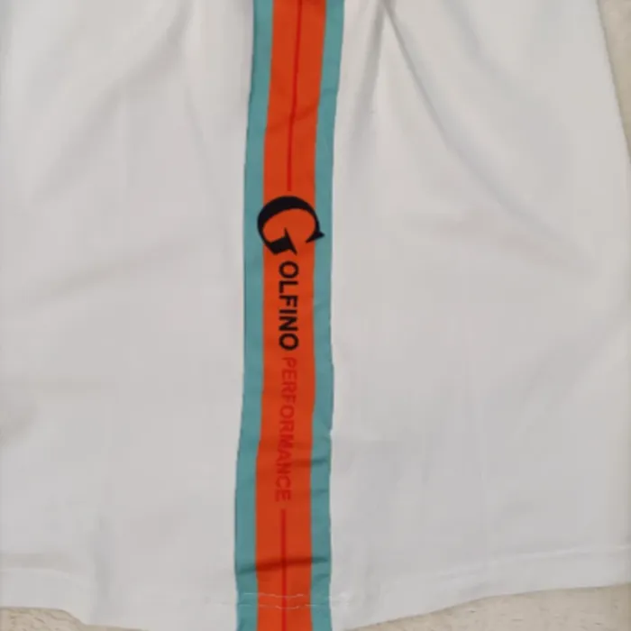 Polo blanc unisexe Golfino col coloré et bandes latérales – Taille L / 40 A1156 - photo numéro 3