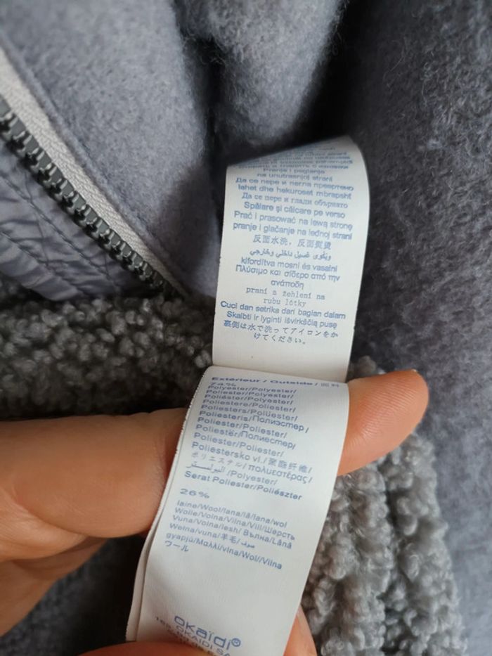 Joli manteau à capuche en laine gris très chaud Okaïdi 12 ans - photo numéro 9