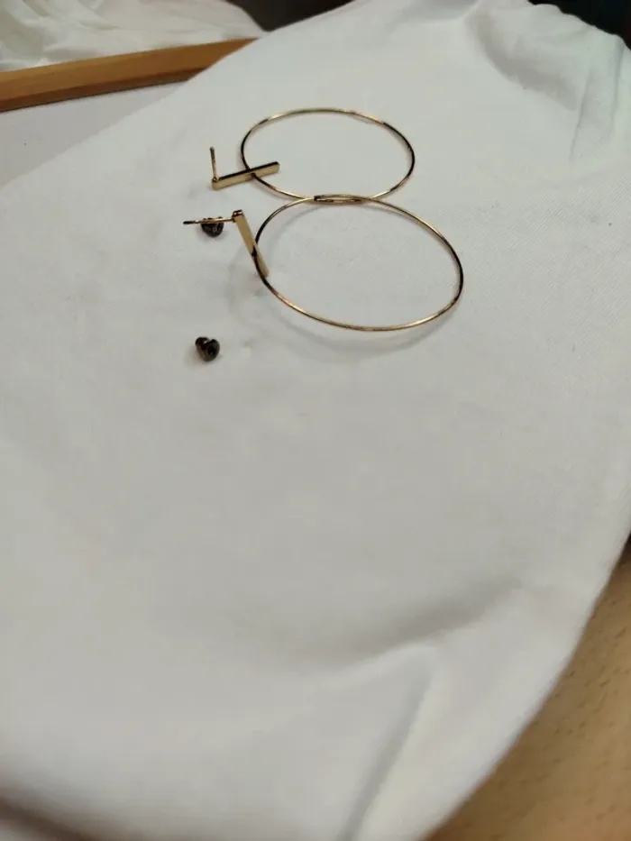 Boucle d'oreille dorée cercle Géométrique - 5 cm diamètre - photo numéro 7