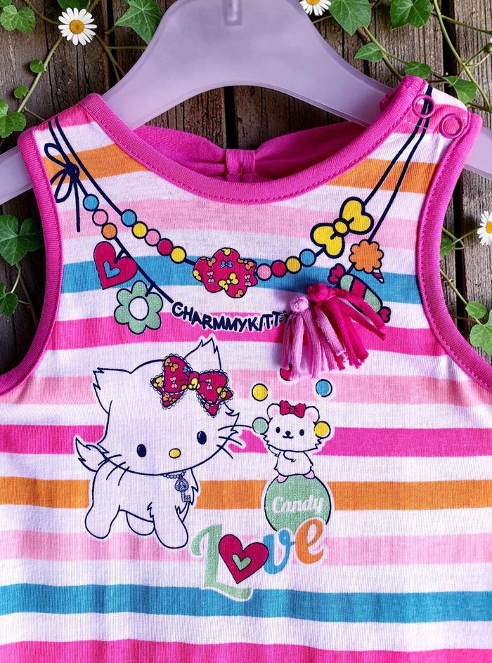 HELLO KITTY - NEW - ROBE BÉBÉ FILLE HELLO KITTY DÉTAIL VOLANT & TONS FLASHIES 6M - photo numéro 7