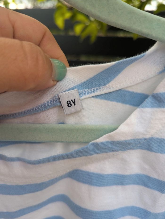 Robe marinière bleu clair et blanche 8 ans - photo numéro 2