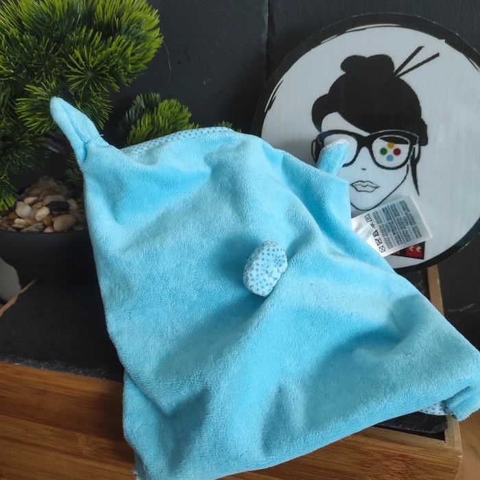 Doudou Siplec Mots D'enfants Leclerc Âne Cheval Vache Bleu Gris Cocard Vert Pois - photo numéro 2