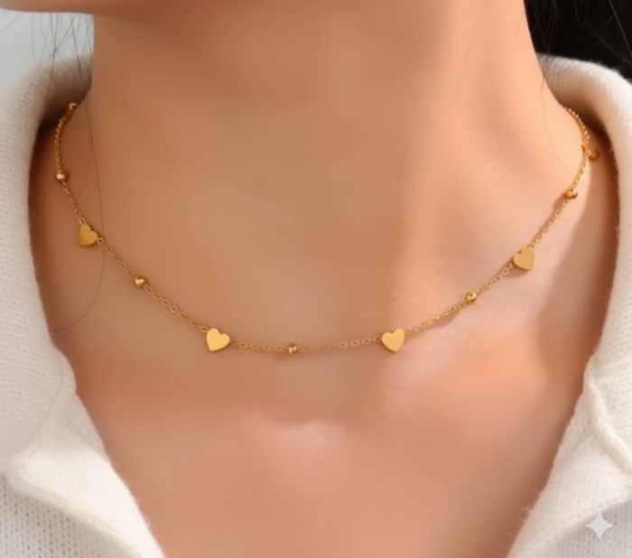 Collier doré coeur en acier inoxydable - photo numéro 2