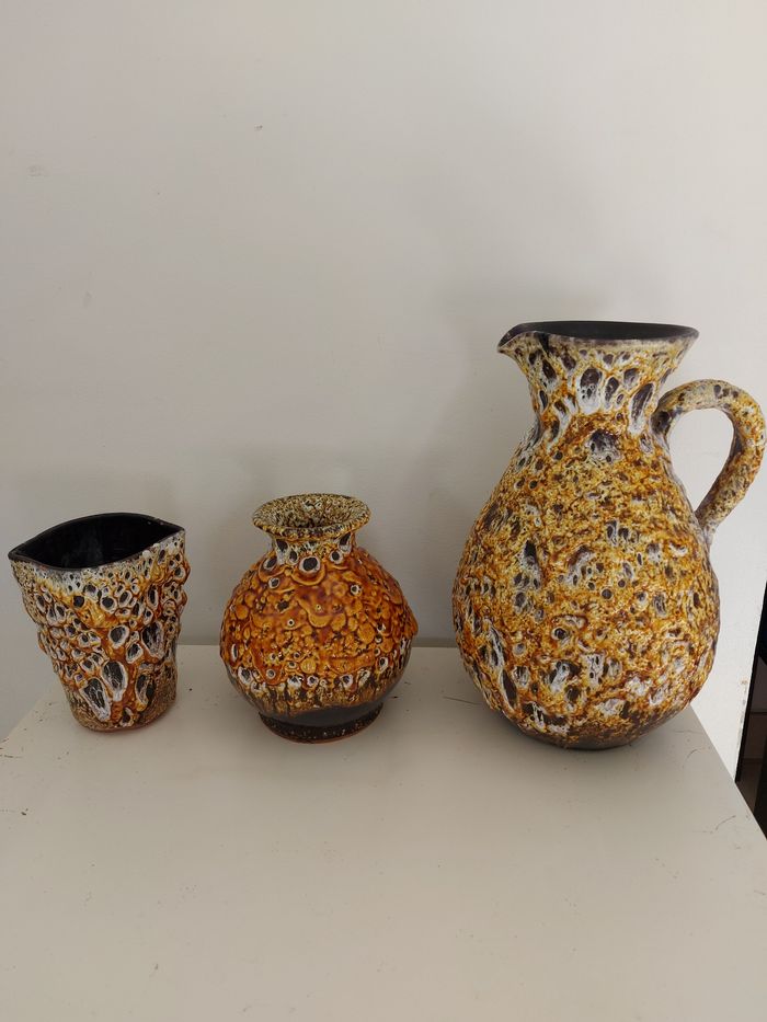 Lot émaux fat lava miel vintage