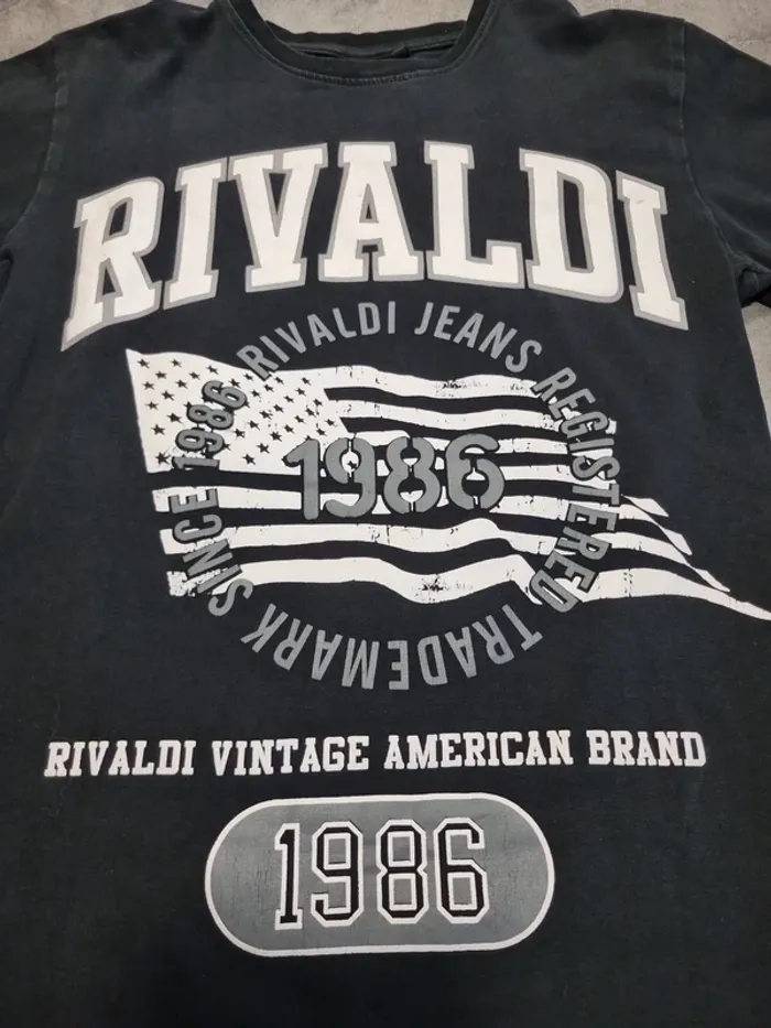 T-shirt à manches longues homme - Taille S / 36 - Rivaldi - Noir flocage vintage - photo numéro 7