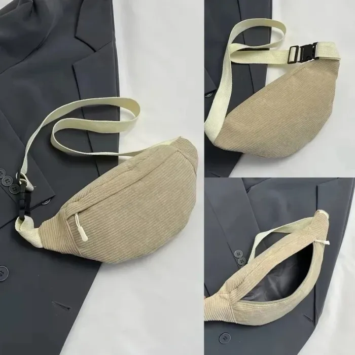 Banane en velours côtelé beige neuve - photo numéro 3