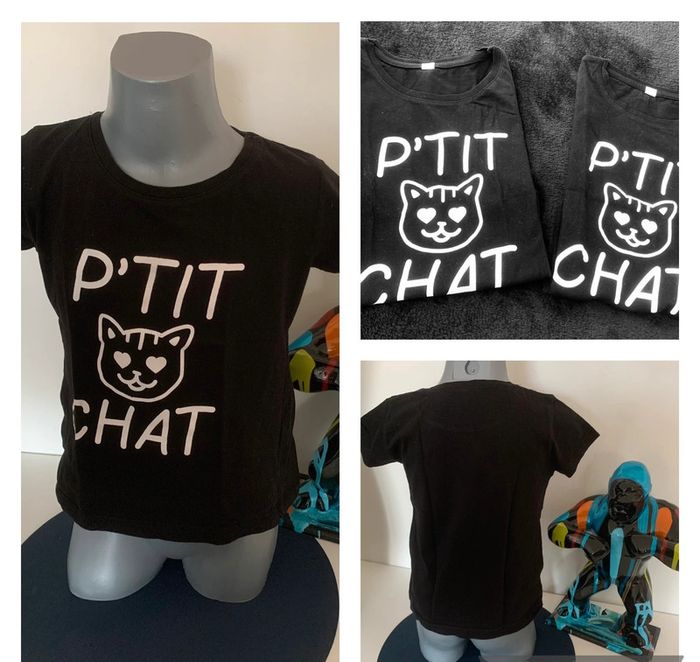 Lot de 2 teeshirt noir p’tit chat 6 ans - photo numéro 2