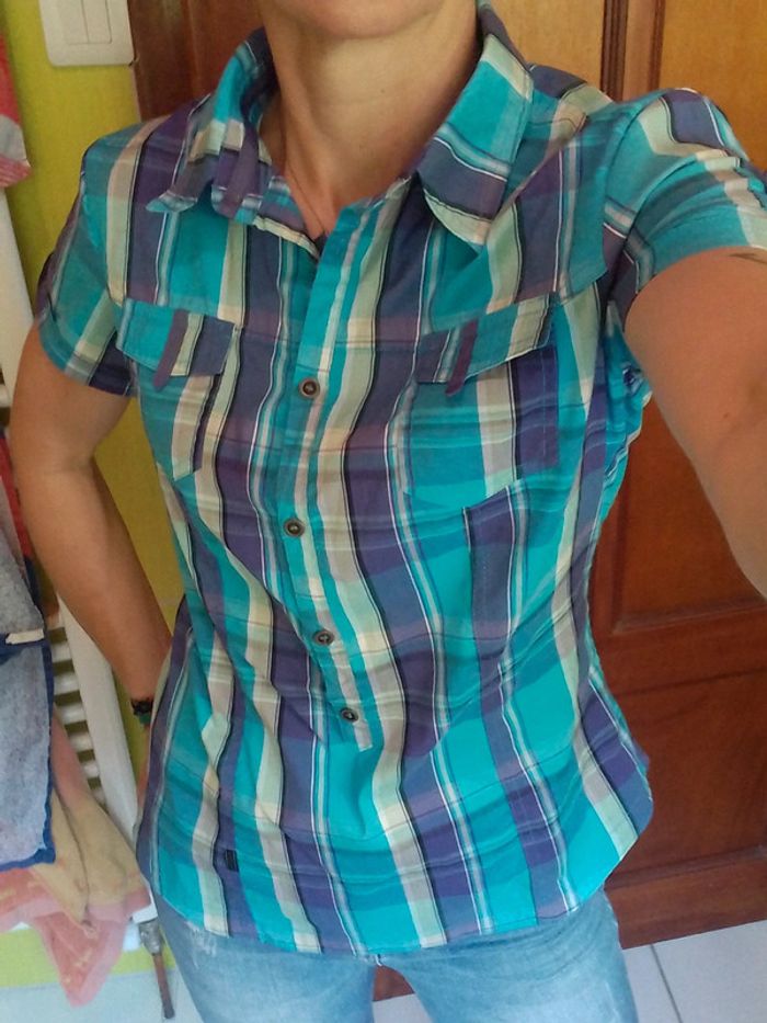 Chemisier femme à carreaux Bleu Quechua