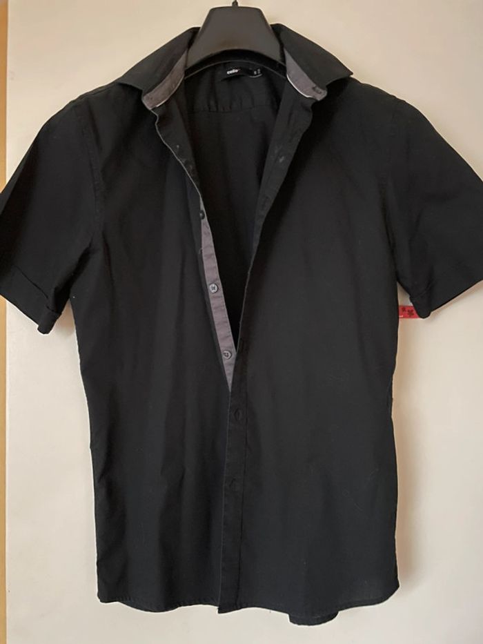 Chemise manches courtes, homme noir