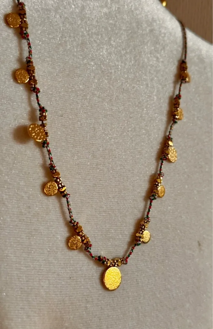 Collier habaha Paris cordons tresses grigris pampilles médailles acier inoxydable or - photo numéro 4