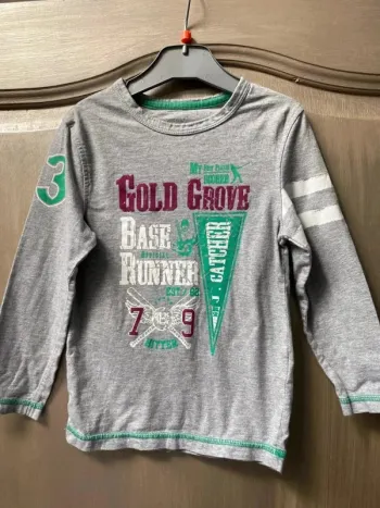 T-shirt gris et vert manche longue Orchestra 5 ans