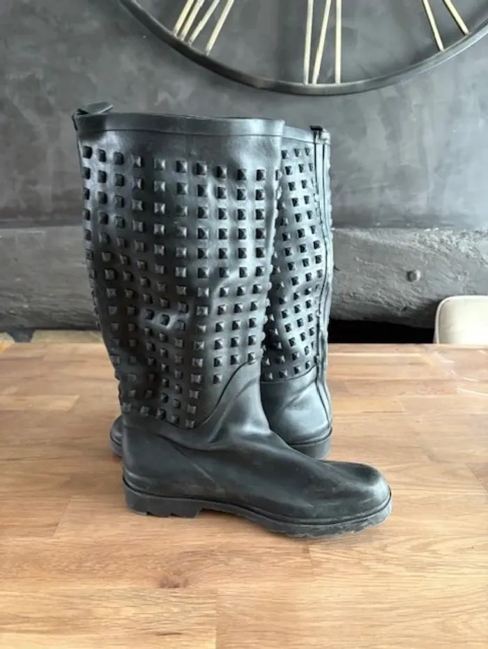 botte de pluie noire clouté taille 38 - photo numéro 5